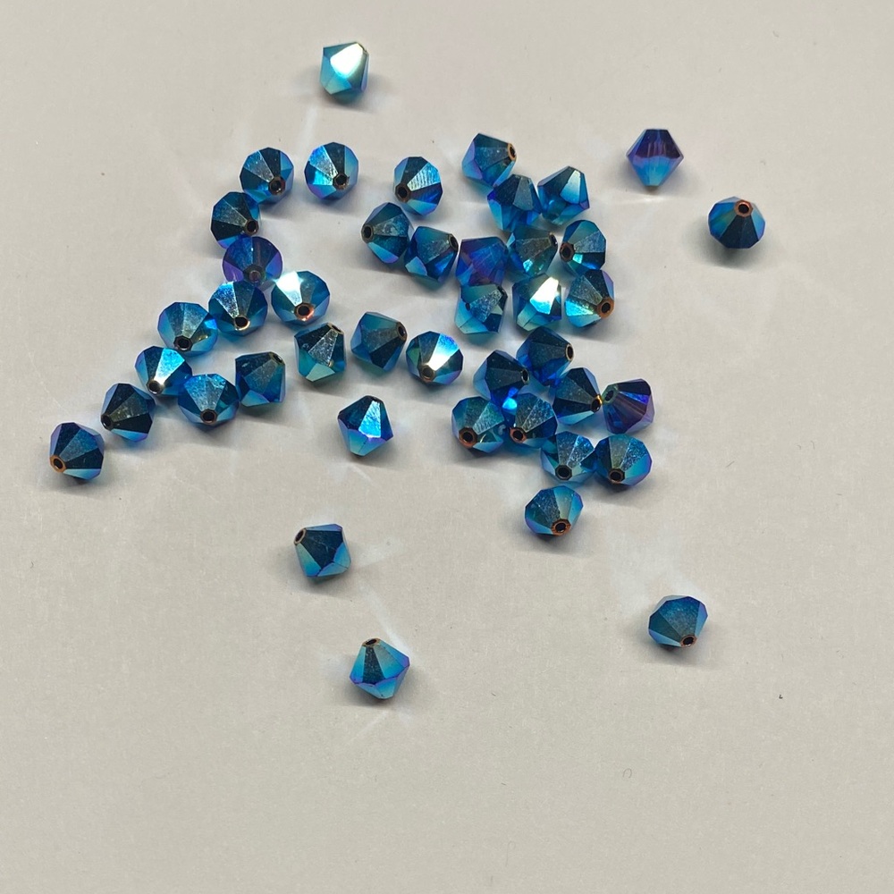 Swarovski Blue AB Faceted Bicone Beads